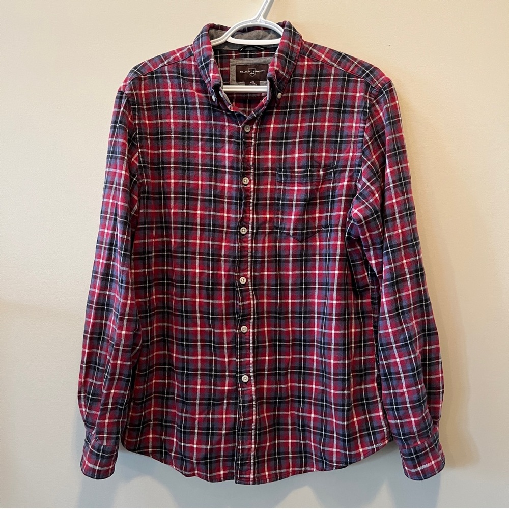 Black Brown Plaid Casual Button Down Shirt